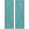 Ekena Millwork Americraft 5-Board Wood 2 Equal Panel Frmd Board-n-Batten Shutters w/Dbl Z-Bar, ARW102BF518X31PTH, PR ARW102BF518X31PTH - alternate 1